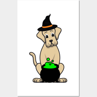 Funny Big Dog is wearing a witch costume Posters and Art